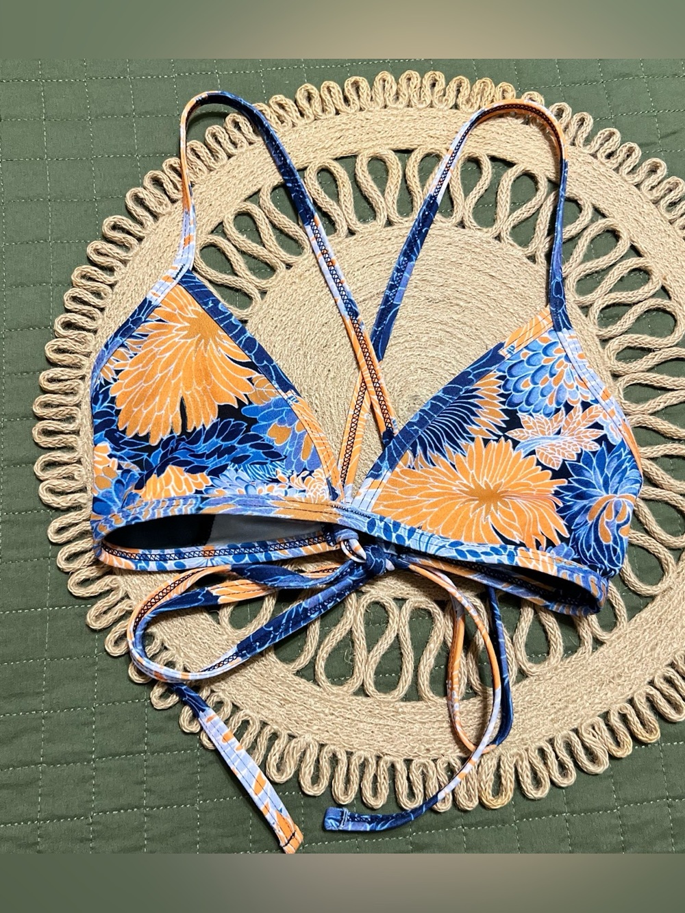 Jolyn Blue & Orange Floral Bikini Top